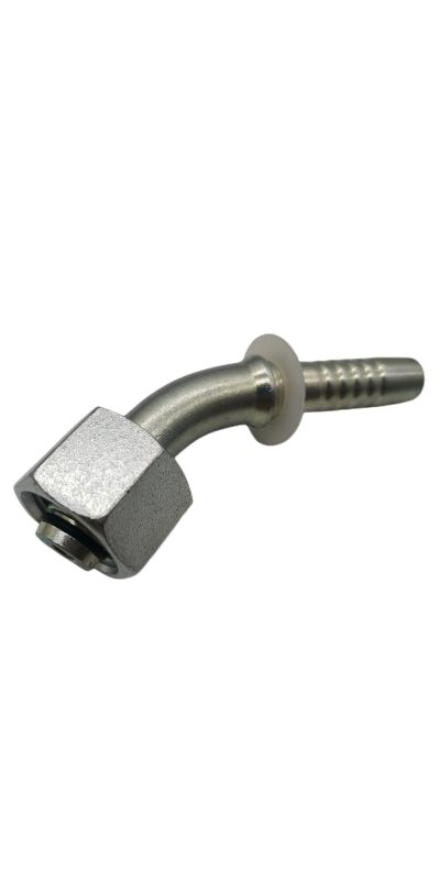 45° Elbow Metric Female 24° Cone With O-Ring Swivel Heavy Series Swaged Hose Fitting 20541