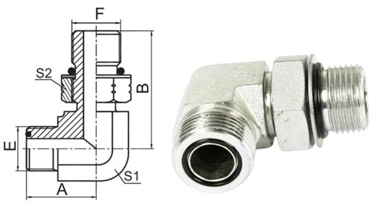 90° Elbow ORFS Male O-Ring / SAE O-Ring Boss S-Series ISO 11926-2 Hydraulic Pipe Fittings 1FO9-OG