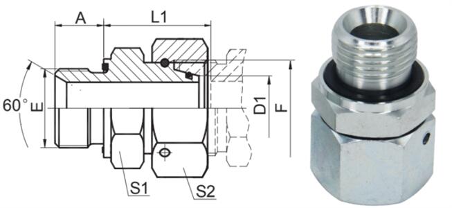  Straight BSP Male With Captive Seal Metric Female Adaptor Unions 2BC-WD/2BD-WD - hifittings.com  