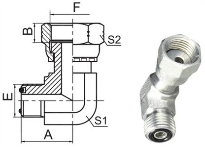 90 Degree Elbow ORFS Male O-Ring / ORFS Female Hydraulic Adapter Swivel Pipe Fitting 2F9 - hifittings.com