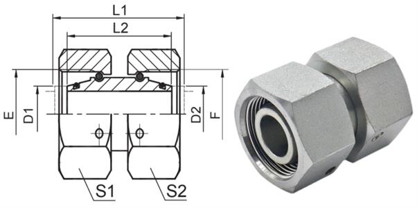 DIN Straight Metric Female Hydraulic Adapter Pipe Fittings With Swivel Nut 3C/3D- hifittings.com