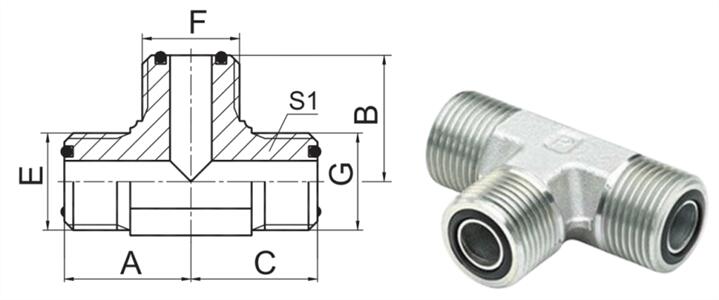 ORFS Male O-Ring Tee Hydraulic Pipe Fittings AF - hifittings.com