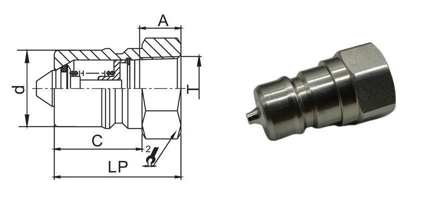 KZF Close Type Pneumatic And Hydraulic Quick Coupling, ISO 7241 series B Interchange Plug 